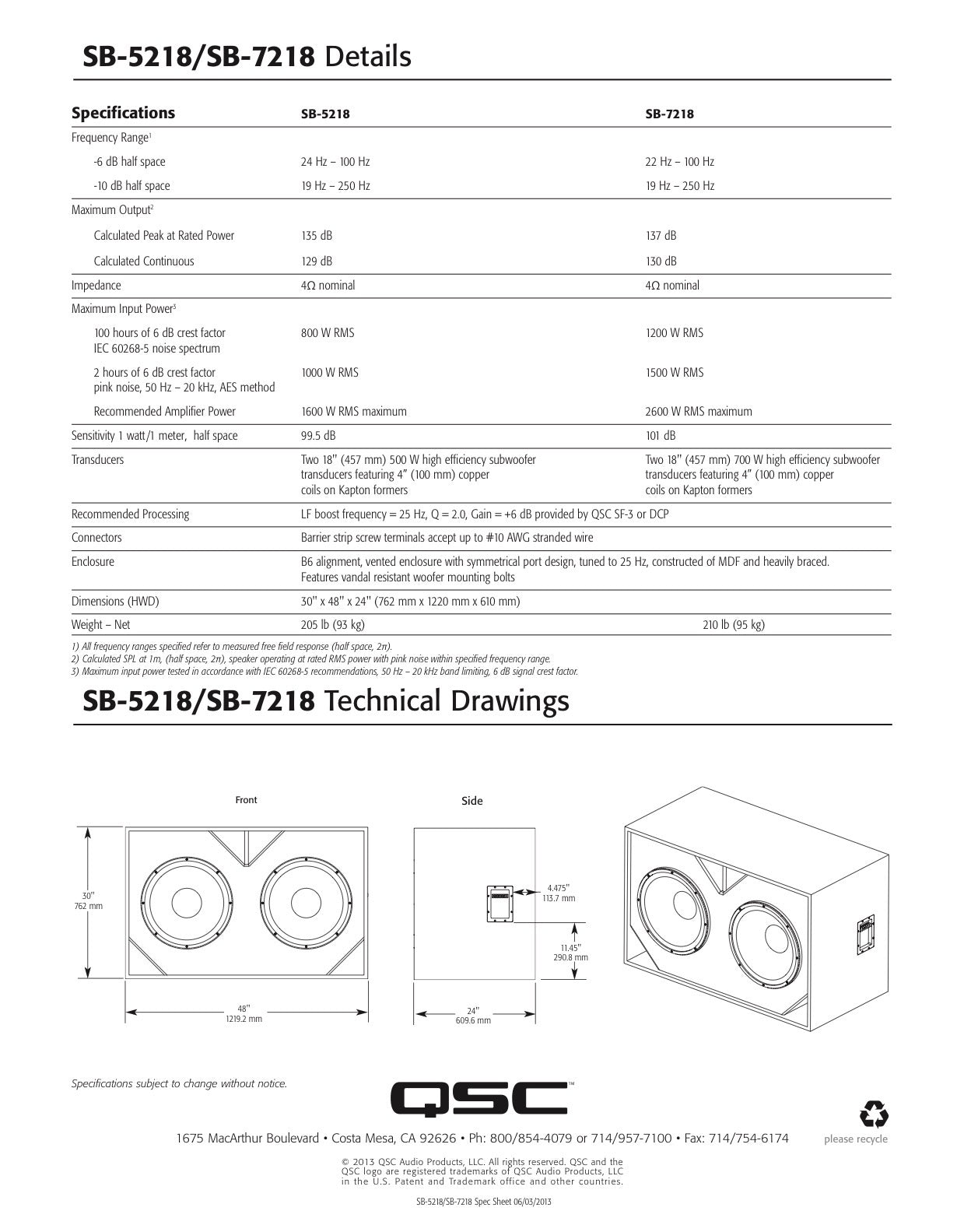 QSC SB-7218 _SUBWOOFER 2x18’’